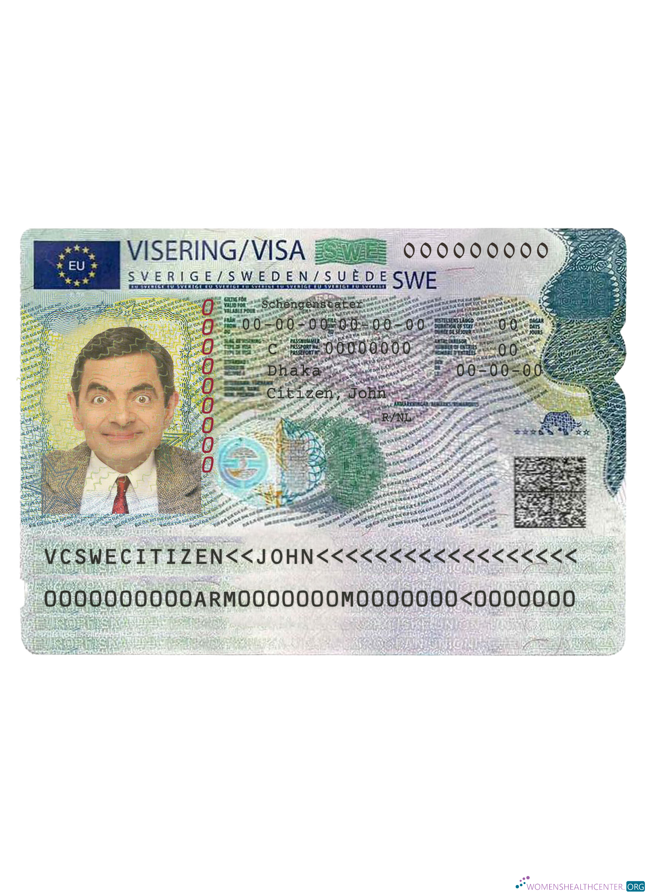 Download Sweden schengen visa Photoshop template